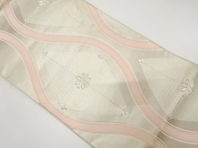 JAPANESE KIMONO / ANTIQUE FUKURO OBI / SILK / WOVEN FLOWER